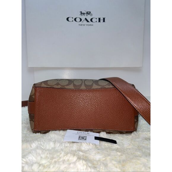 🔥🎁Nwt! Coach Sig Val Duffle Khaki Redwood Shouler Bag C2819 Msrp:$398.00 - Picture 4 of 7